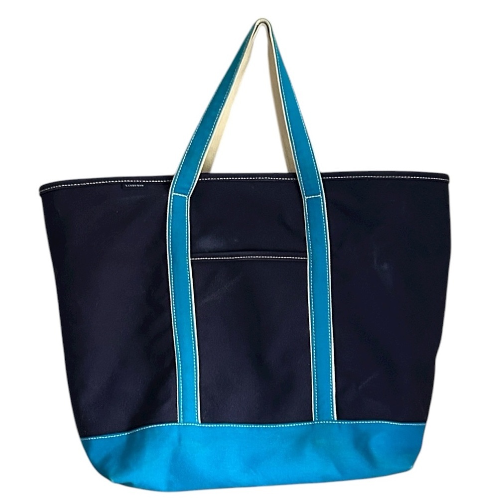 Lands’ End XL 5 Pocket Navy and Blue Heavy Canvas Bag RARE COLORWAY